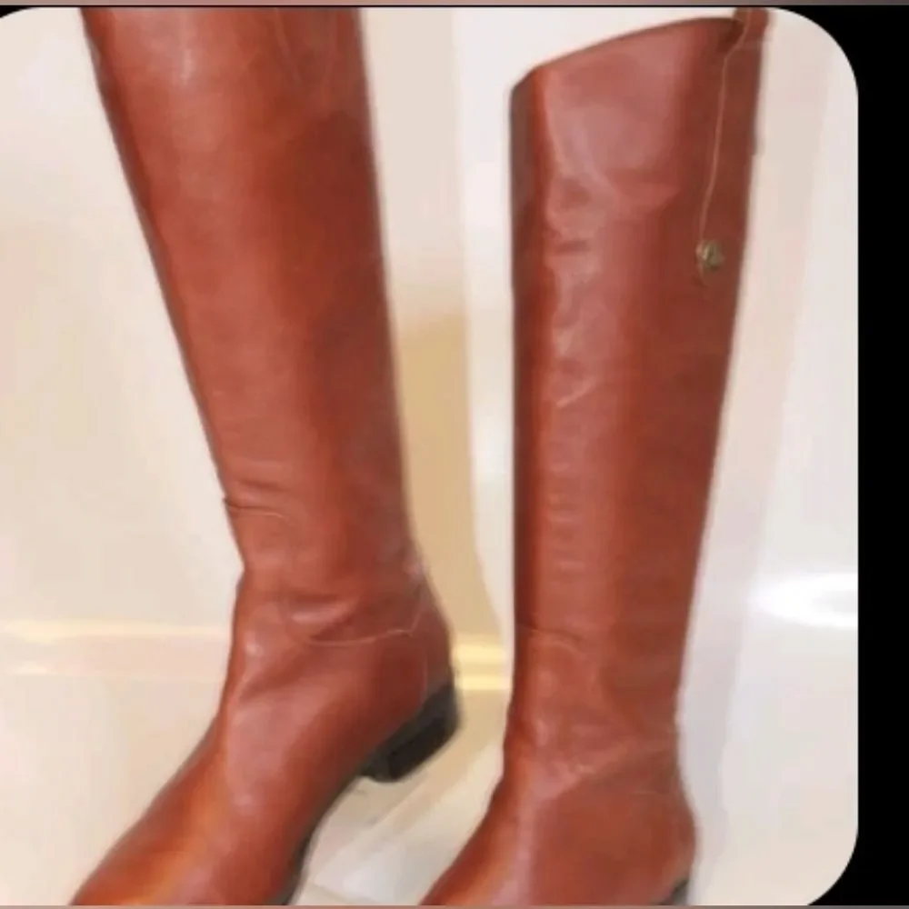 Sam Edelman Designer Penny Brown Leather Riding Knee-High Boots 7.5